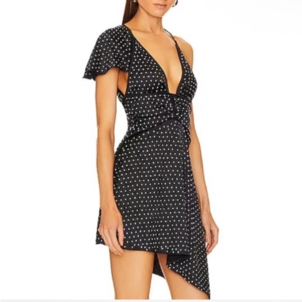 WeWoreWhat Black Polka Dot Asymmetrical Dress